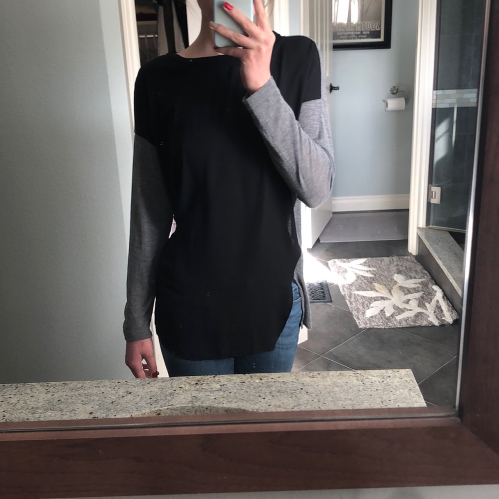 Lou and Grey long sleeve, sheer front blouse
